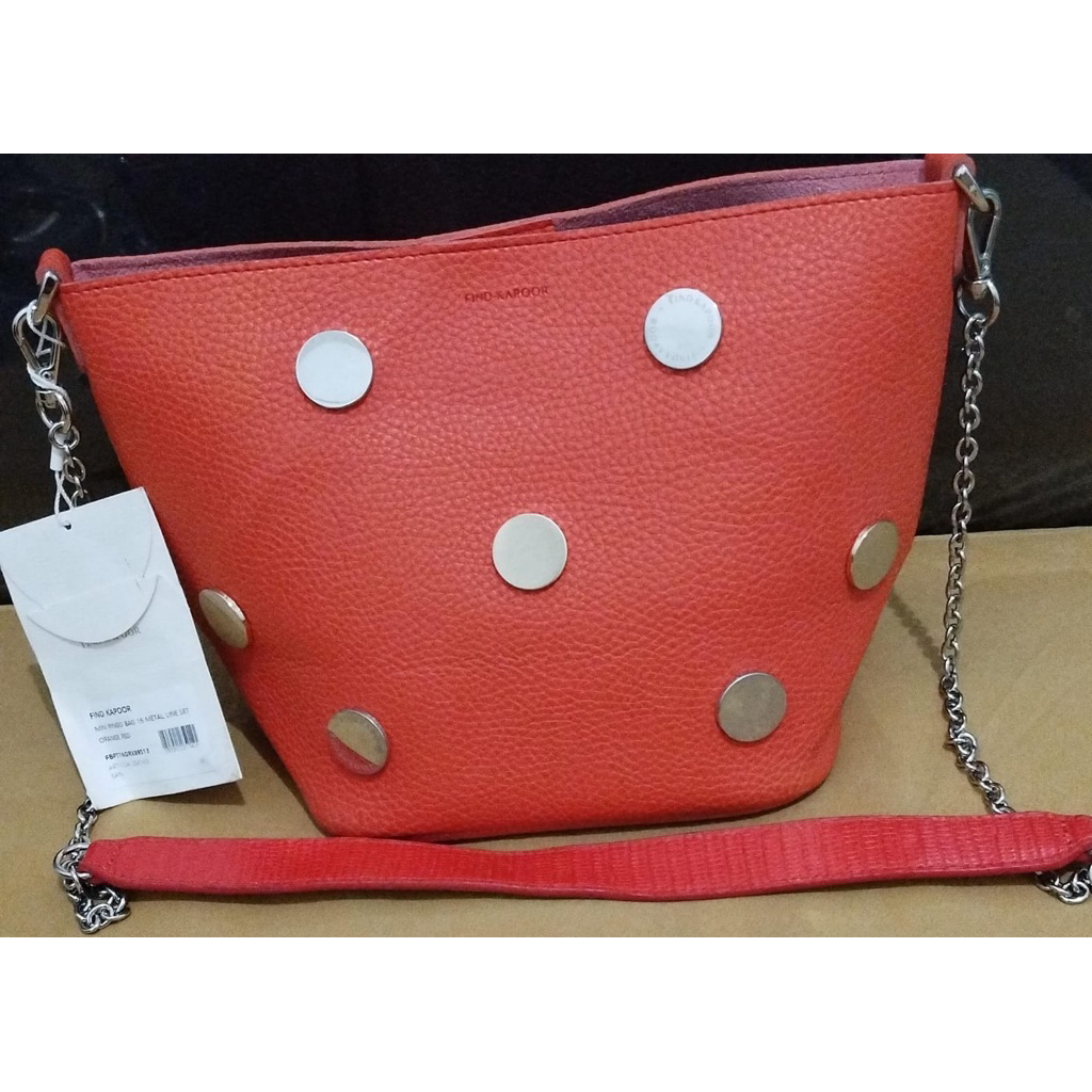Authentic Luxury: Find Kapoor Mini Pingo Bag 18 Metal Line Set - Orange Red