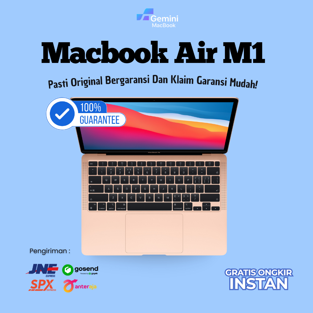 MacBook Air M1 Chip 13 Inch SSD 128 256 512GB Second Bergaransi Space Grey Silver Gold