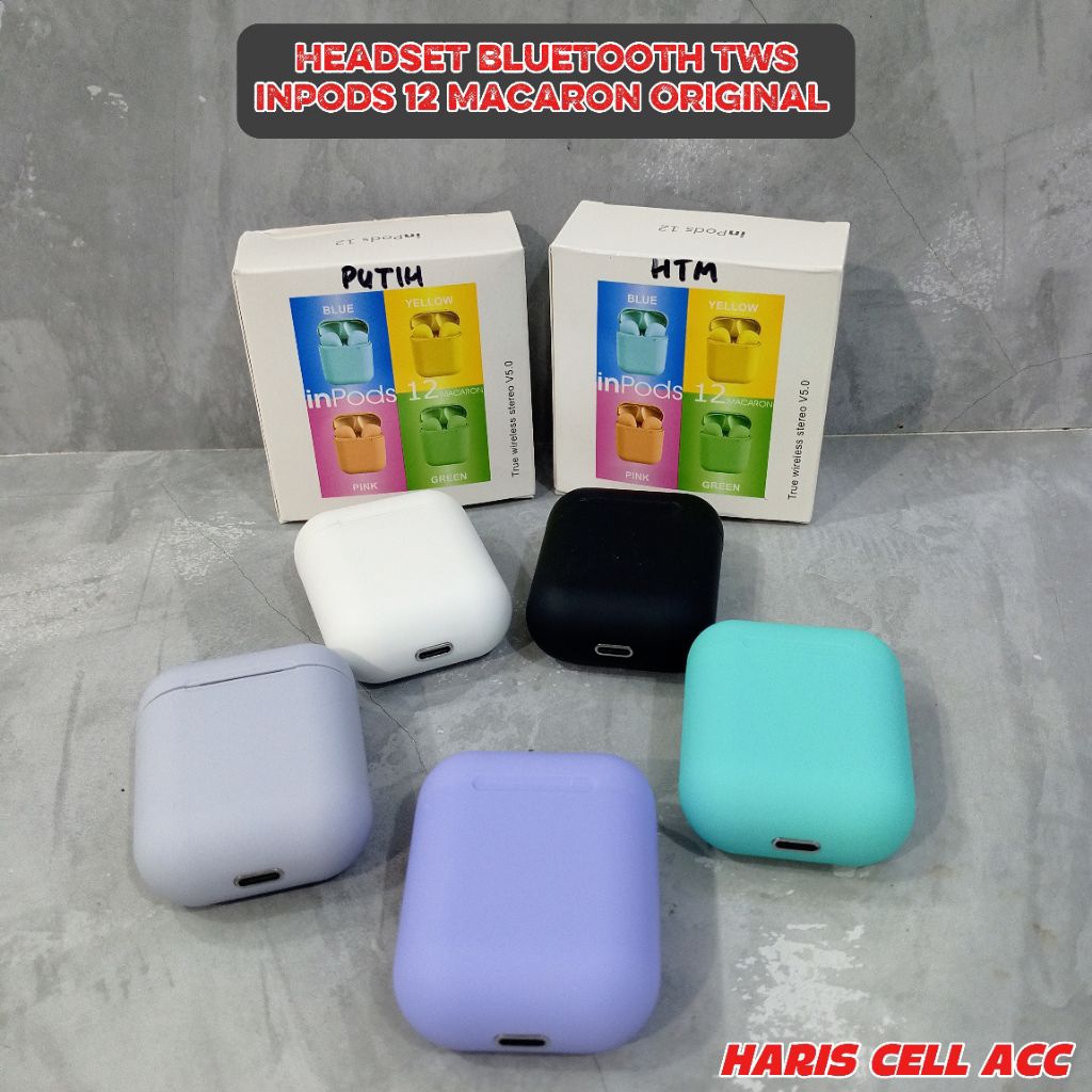 Headset Bluetooth TWS Inpods 12 Macaron Original | Earphone Wireless Inpods12 Bass