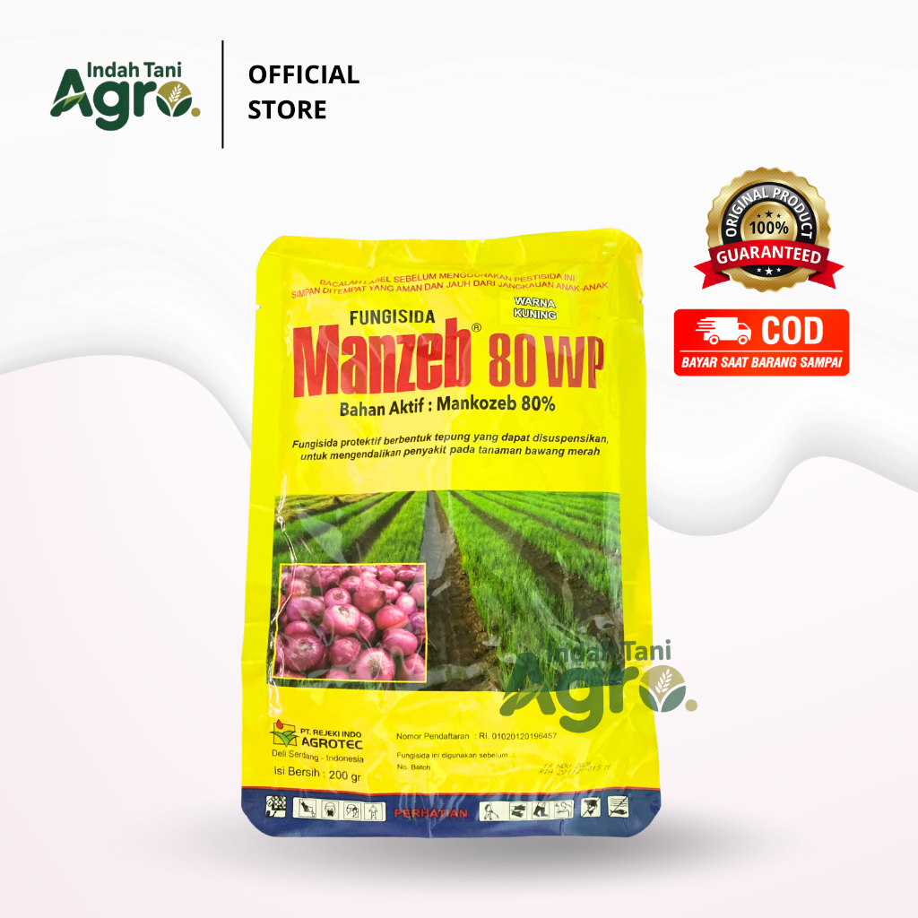 Fungisida MANZEB KUNING 80WP Tepung Protektif Bawang Merah 200gr Original