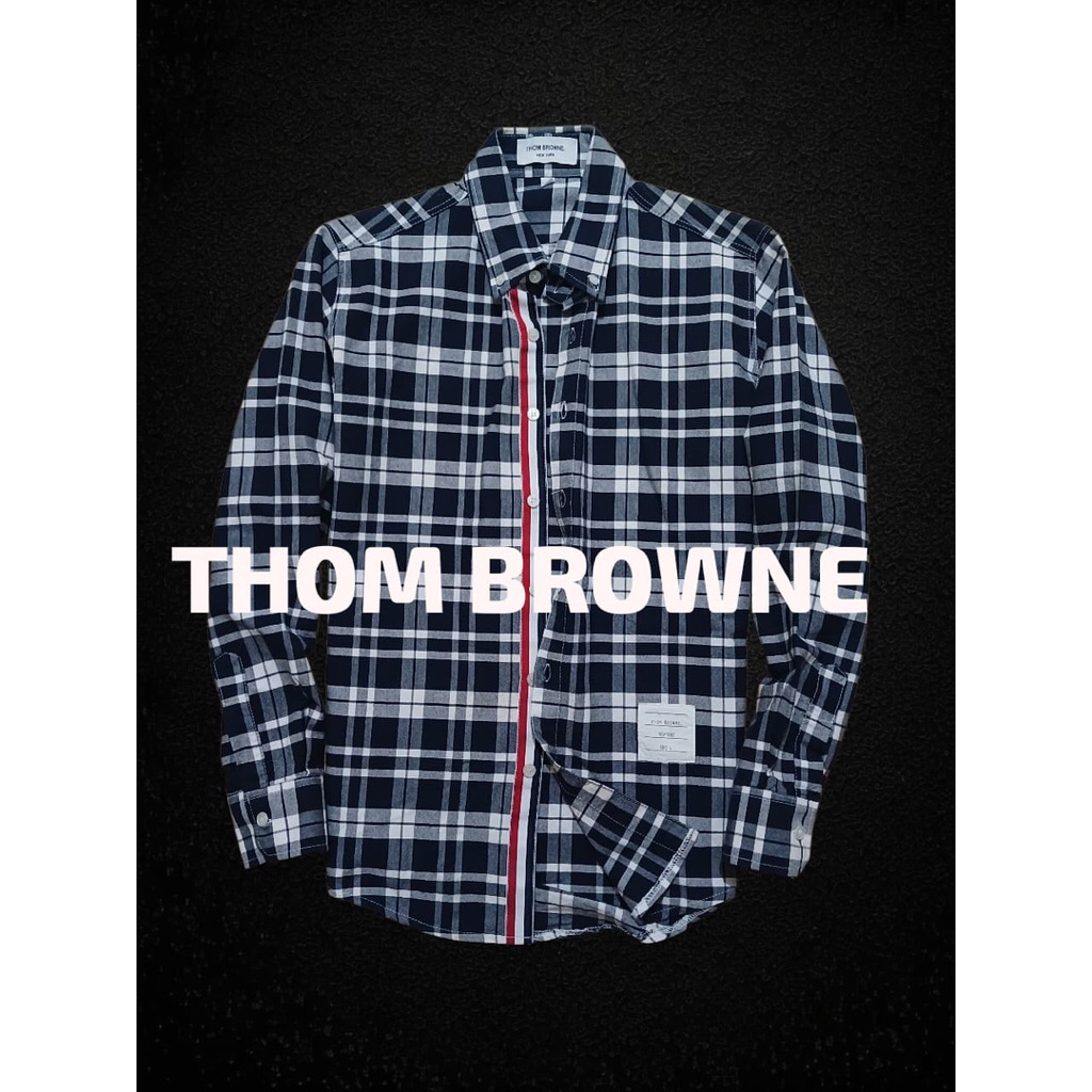 shirt keren thom browne papan atas bahan katun warna pekat second preloved