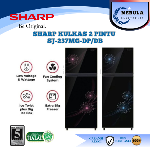 KULKAS SHARP 2 PINTU TANPA BUNGA ES/LEMARI ES 2 PINTU SHARP NO FROST SJ-237MG-DP
