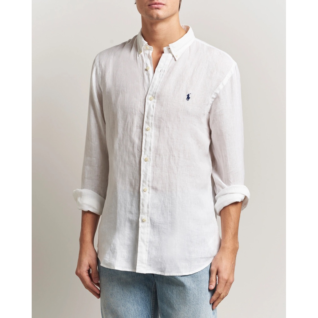 Polo Ralph Lauren Linen Long Sleeve Shirt In White