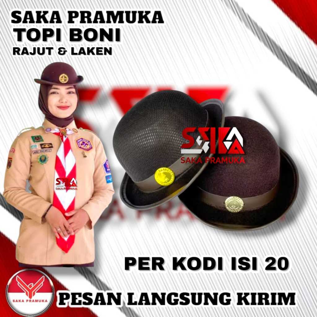 Topi Boni Pramuka Wanita Penggalang SD SMP SMA | Bahan Laken & Rajut | Topi Pramuka Putri