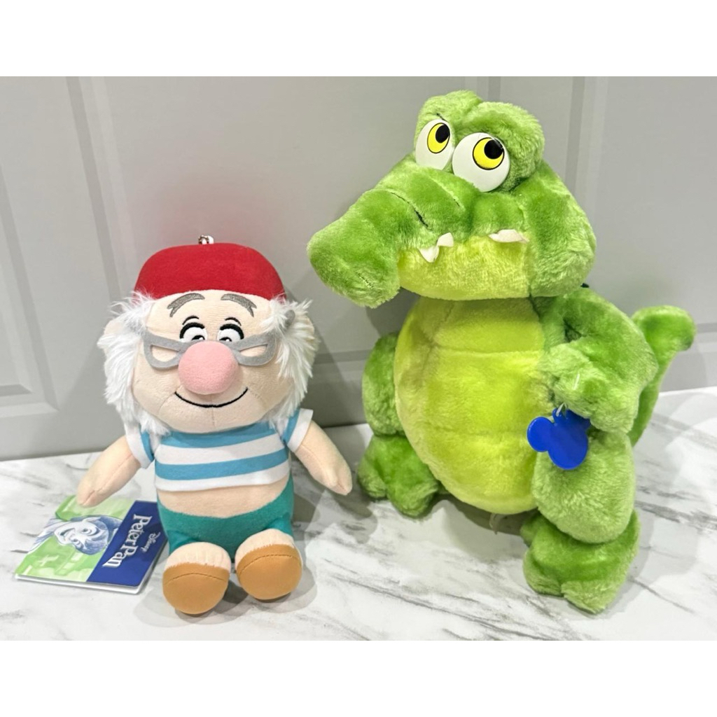 Boneka Plushie Vintage Tick Tock Peter Pan Alligator Walt Disney Company & Mr Smee Peter Pan Disney 