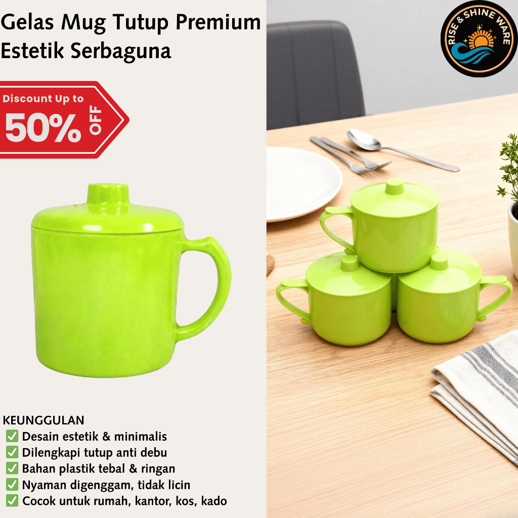 Gelas Mug Tutup Premium Estetik Serbaguna – Cangkir Minum Kecil dengan Tutup Anti Debu
