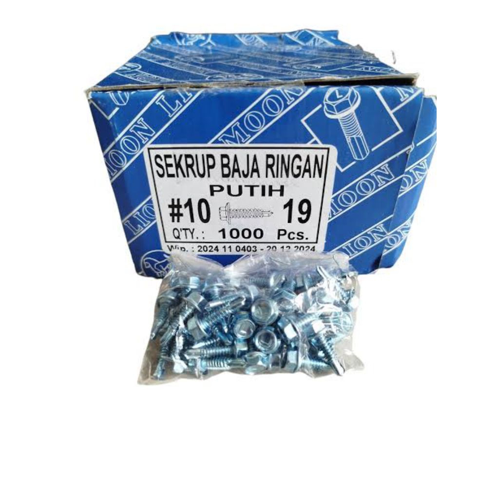 Sekrup Baja Ringan 10x16 10x19 Merk Lion Eceran Per 25pcs / Baut Roofing Atap Baja Ringan Kanal C