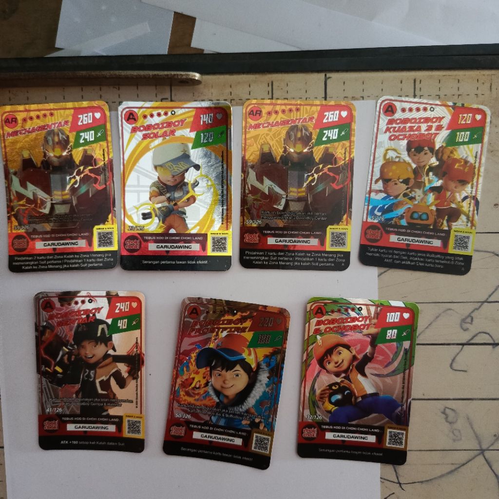 Kartu Boboiboy Emas 7 pcs