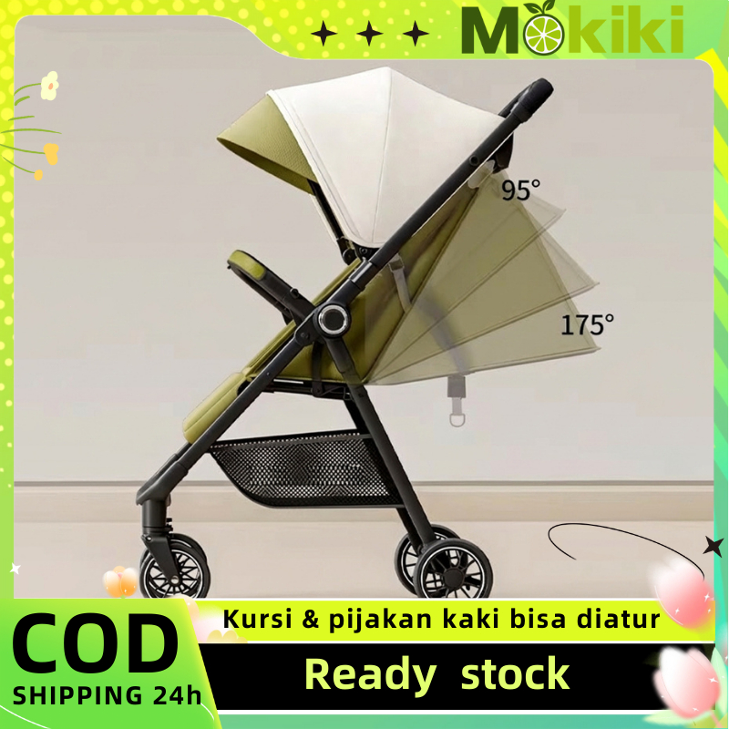 Stroller Bayi Dua Arah, Kereta Dorong Bayi Lipat Ringan, Bisa Duduk & Tidur