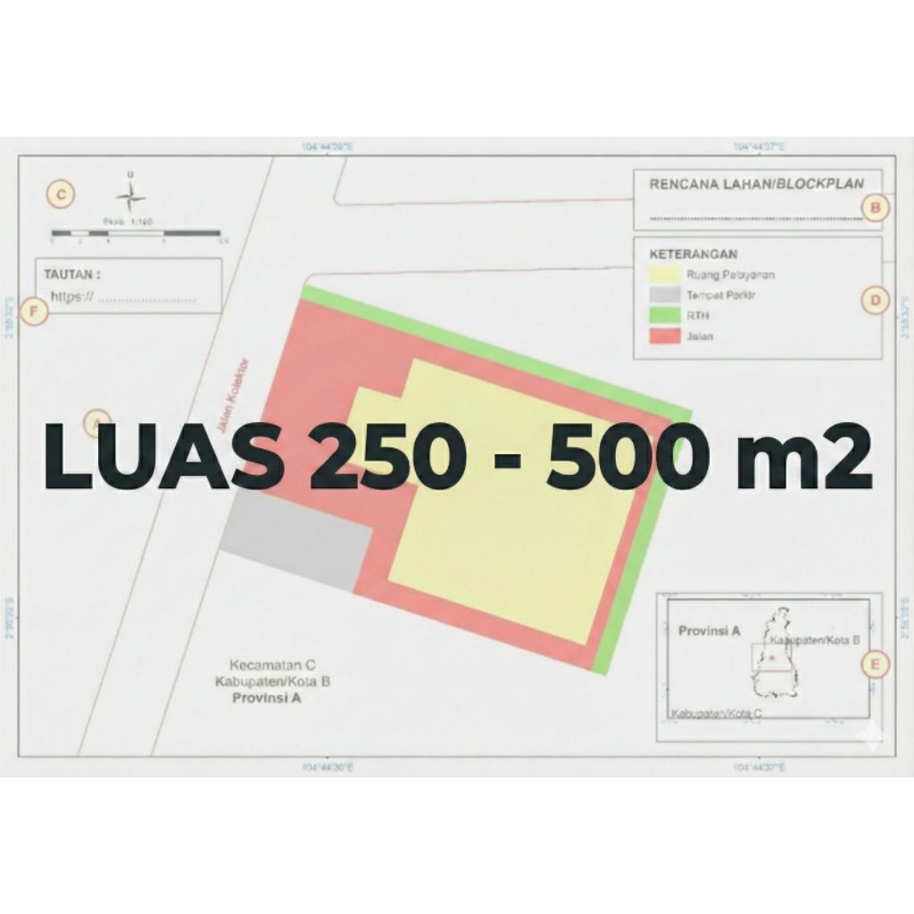 Jasa Gambar Peta Rencana Induk Kawasan (RIK) Perizinan OSS RBA. Luas tanah 250-500 m2