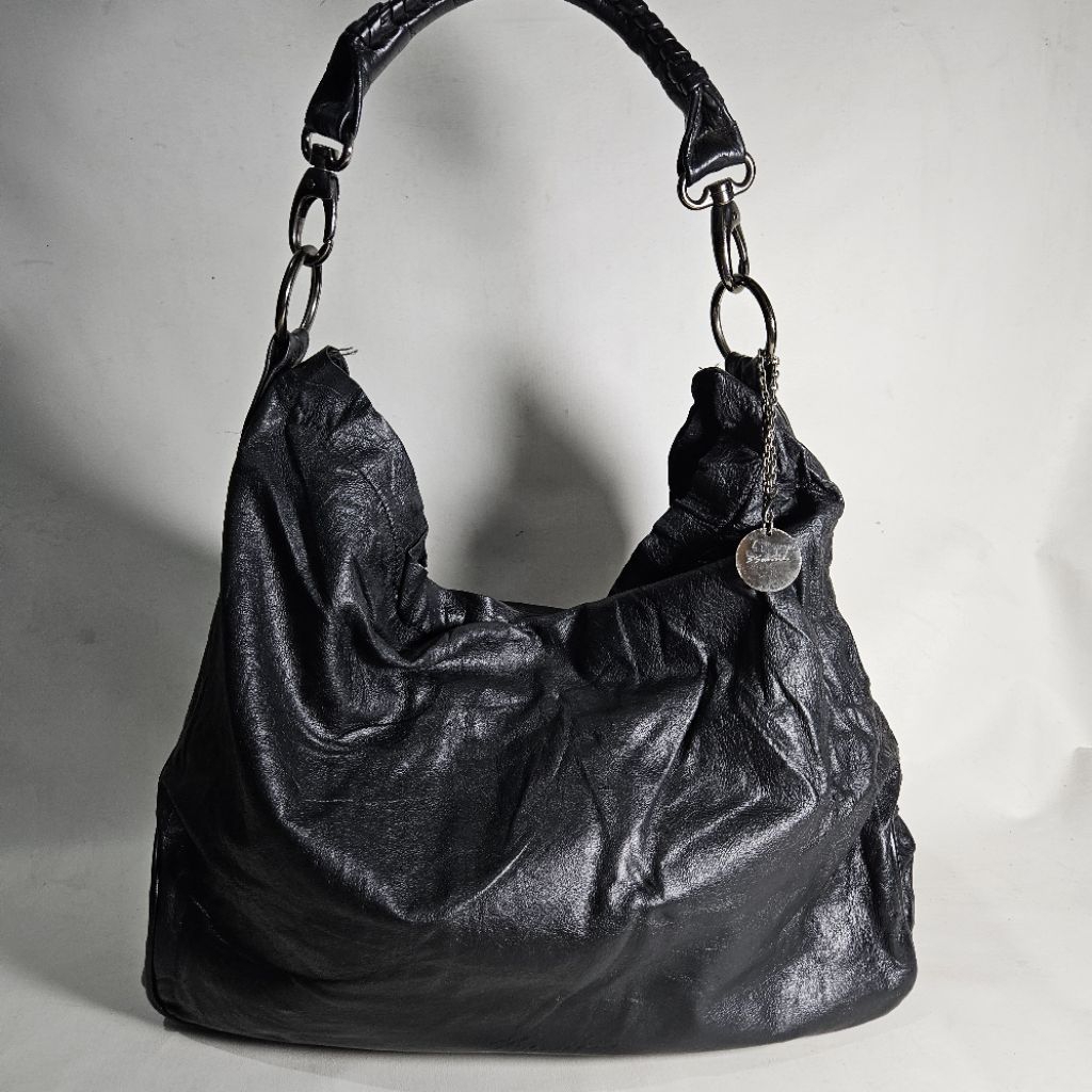 Tas Bahu Wanita Kulit Ssamzie Black Leather Hobo