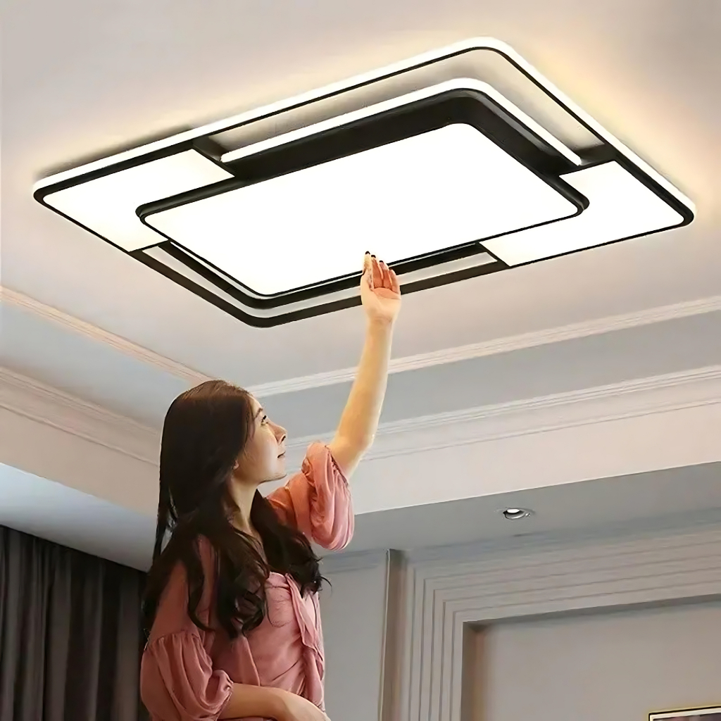 Lampu LED Plafon Kotak Besar Minimalis Square Ceiling Light Nordic 3 Cahaya