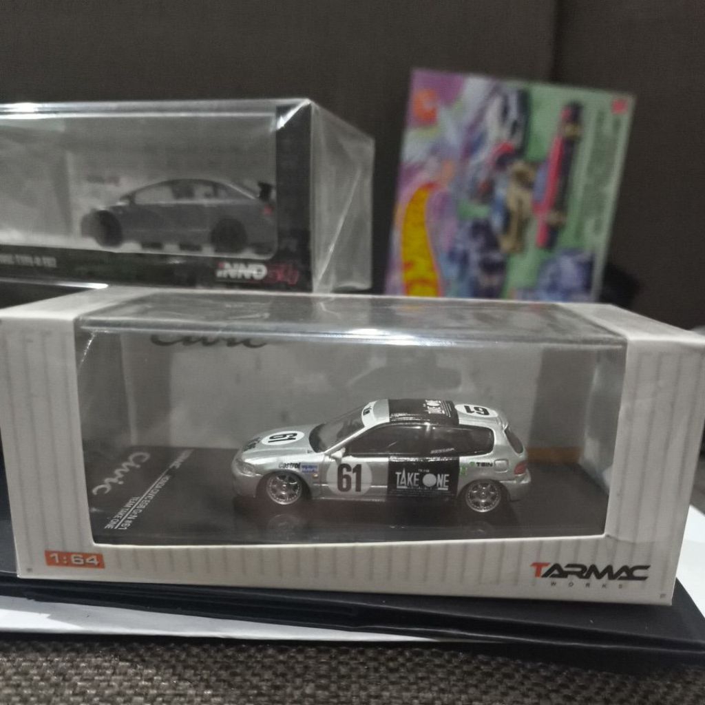 Tarmac Works Honda Civic EG EG6 Team Take One Silver Estilo 2