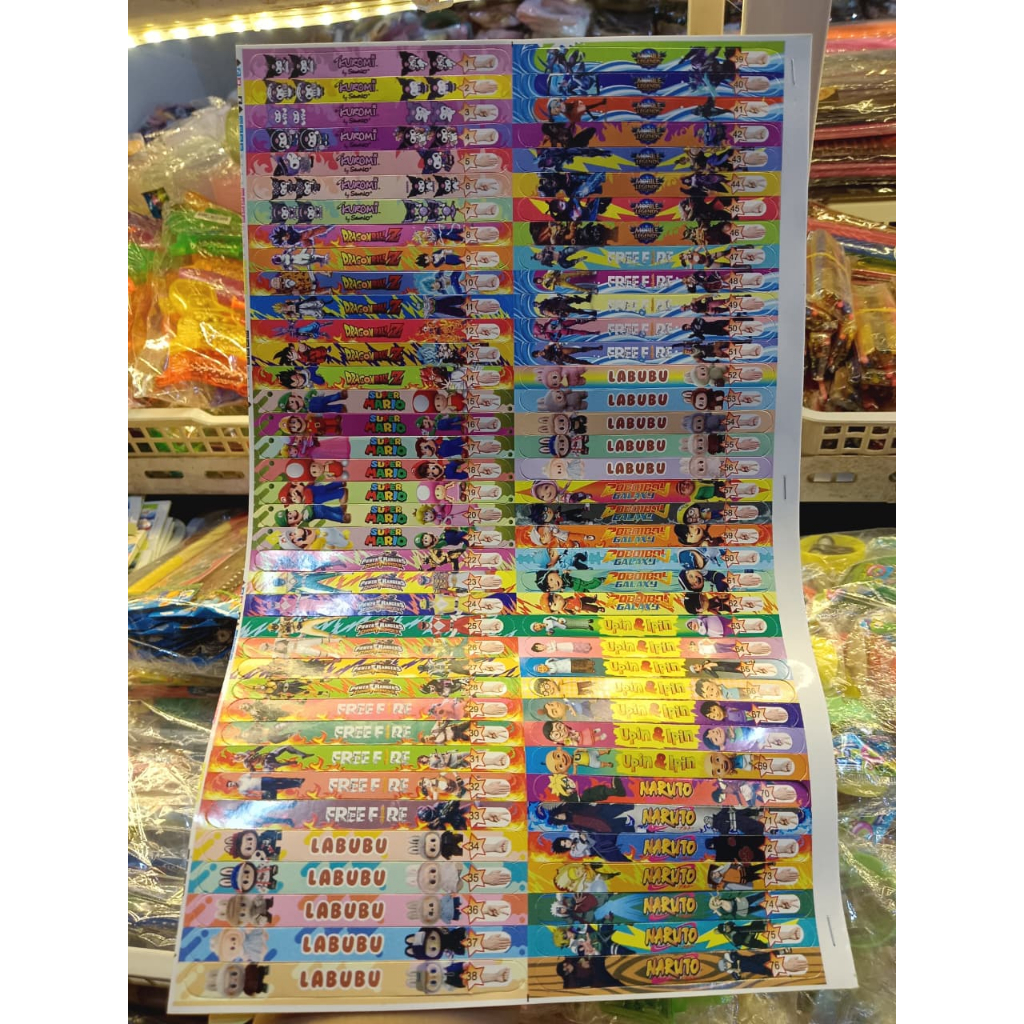 [10 LEMBAR]TRICTRAC MK MAINAN STIKER STIK POLOS BANYAK KARAKTER