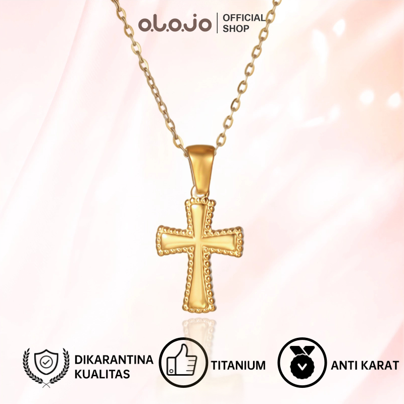 OLOJO Kalung Liontin Salib Titanium Wanita Kalung Anti Karat Tulang Selangka Serbaguna Aesthetic