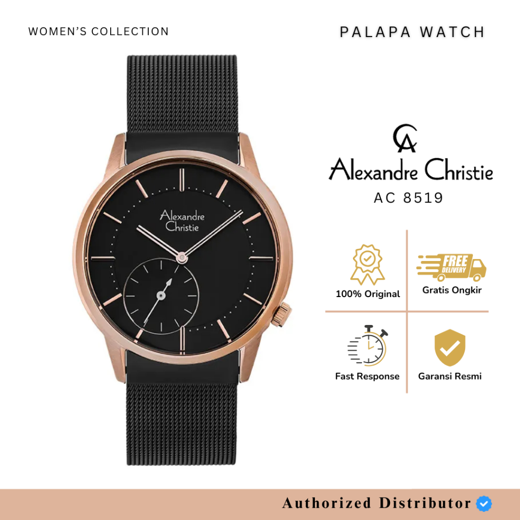 Jam Tangan Wanita Alexandre Christie AC 8519 / AC8519 Rantai Original