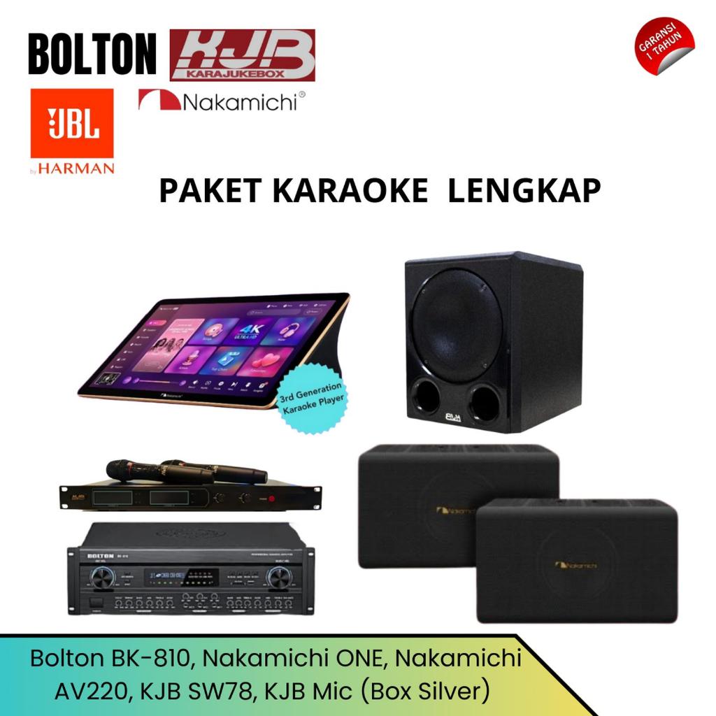Paket Karaoke NAKAMICHI AV220 BOLTON BK810 KJB SW75 NAKMICHI ONE KJB MIC (BOX SILVER)