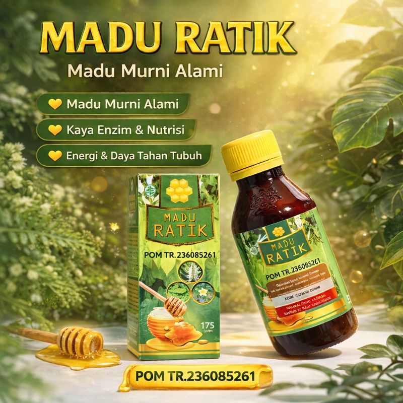 Madu Ratik 175 Gram Original BPOM – Madu Herbal Tapak Liman Sidaguri Brotowali Kumis Kucing