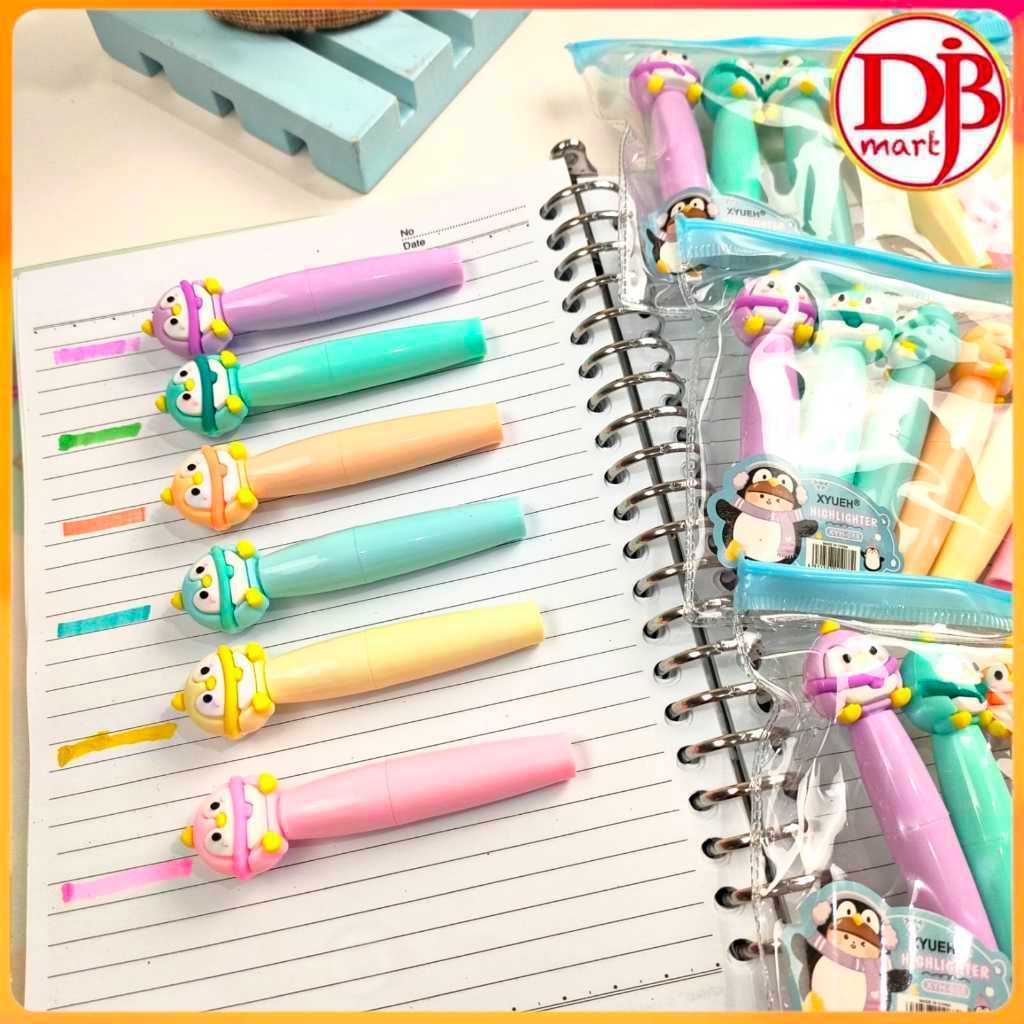 DJB Mart - Stabilo Warna Warni 1 Set Lucu Mini Aesthetic Pastel Stabilo 2 Sisi Warna Stabilo Isi 6pc