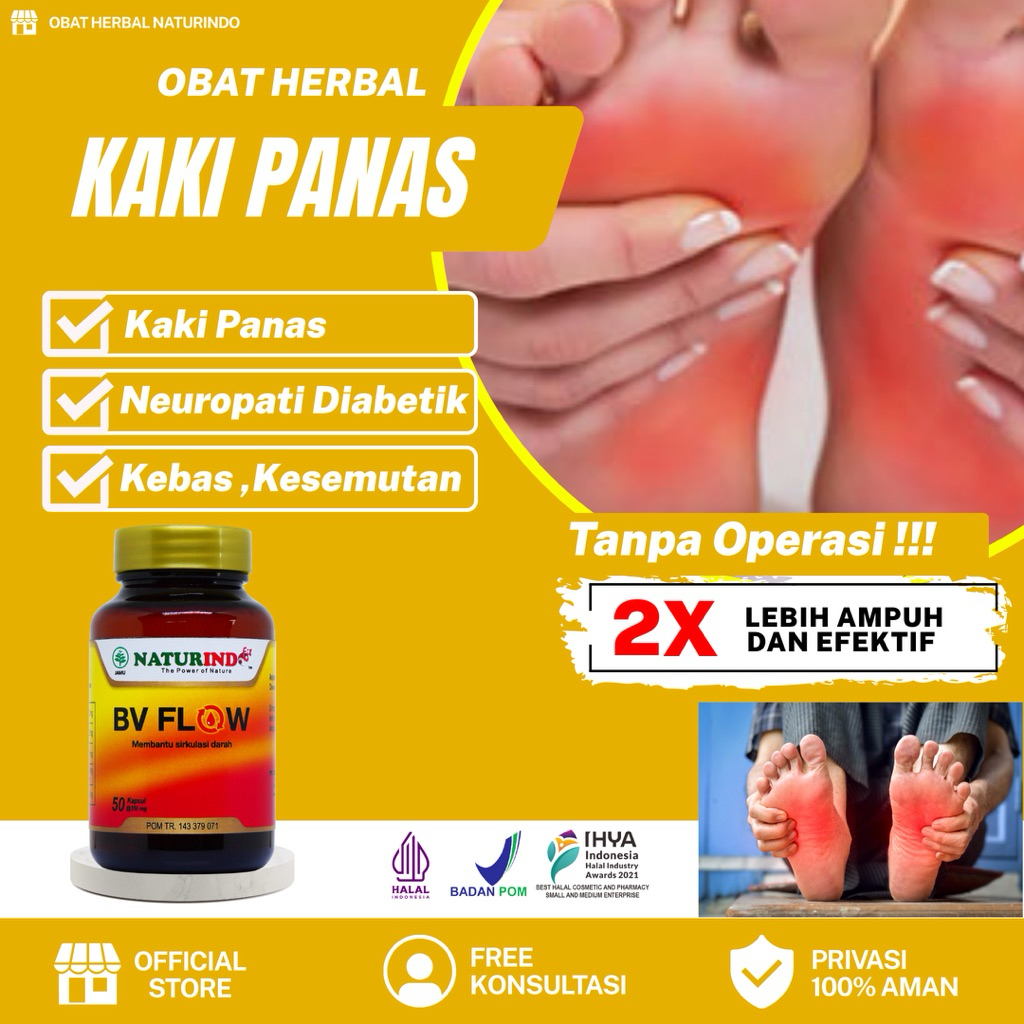 Obat Kaki Panas Terasa Terbakar Diabetes Syaraf Penyumbatan Darah Kesemutan Kebas neuropati bv flow