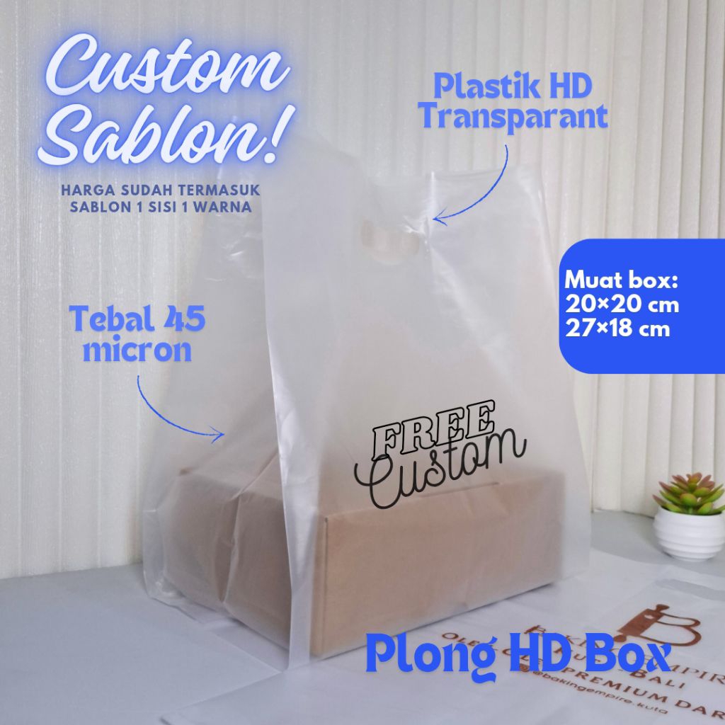 Plastik HD BOX 28x46 Bening Custom Sablon | Kemasan Donat