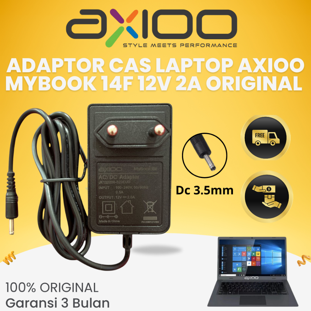 ADAPTOR CAS LAPTOP AXIOO MYBOOK 14F ORIGINAL GARANSI 3 BULAN