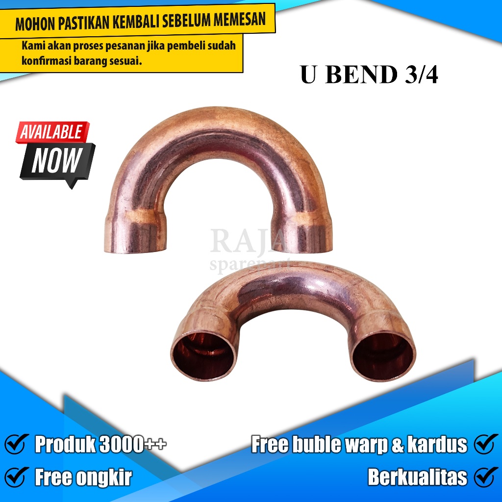 U3/4 U BEND TEMBAGA / U BEND AC / U BEND UKURAN 3/4