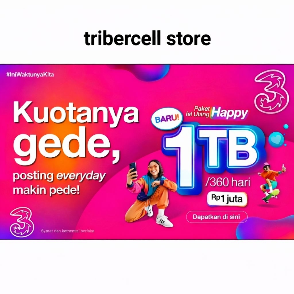 kuota INDOSAT dan TRI jumbo 1TB masa aktif 360 hari