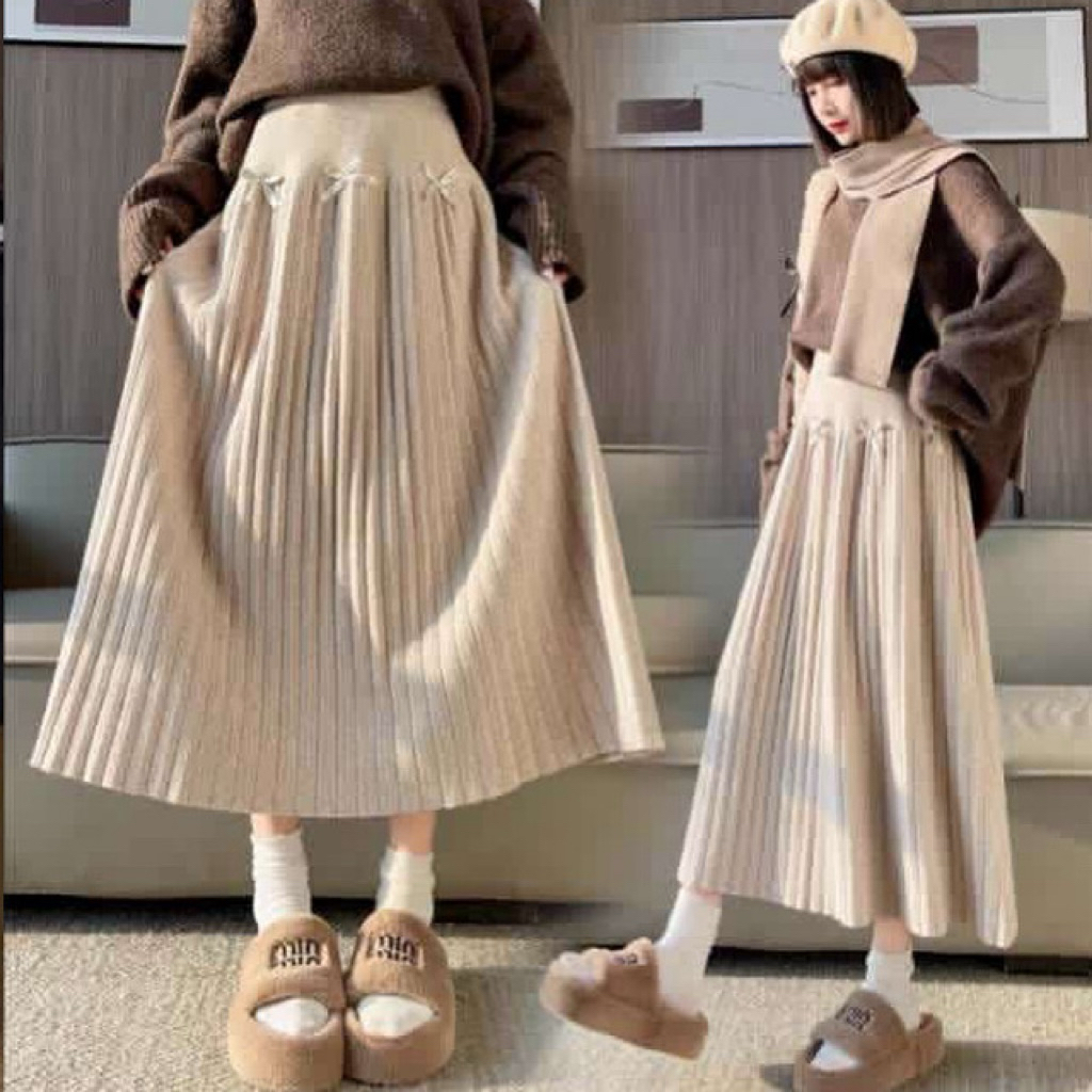 rok midi rajut midi knit skirt rok pita midi