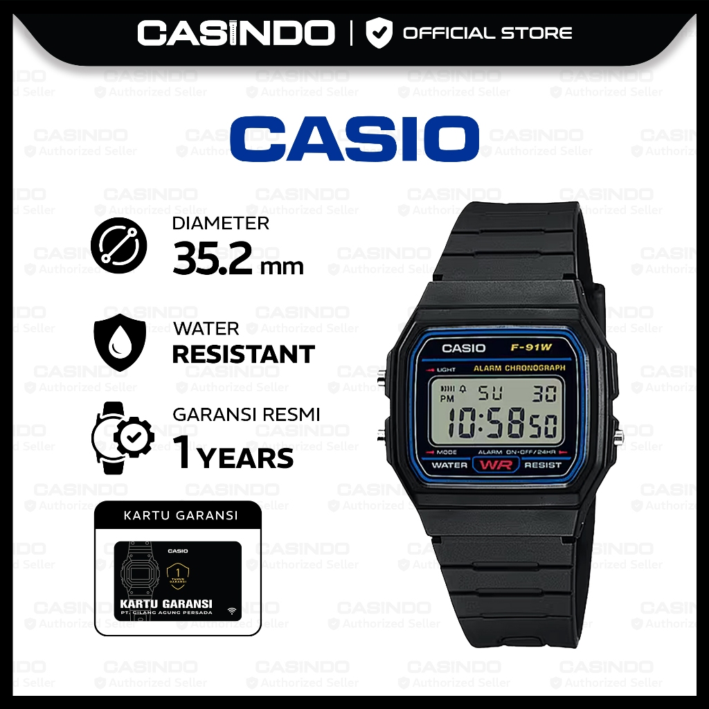 CASIO Jam Tangan Pria Digital F-91W-1DG