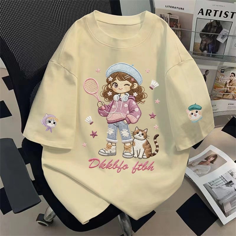 [COD] BASIQUE- "Badminton girl'' /Baju oversize Unisex/Kaos atasan wanita korea style/Baju Kaos Dist