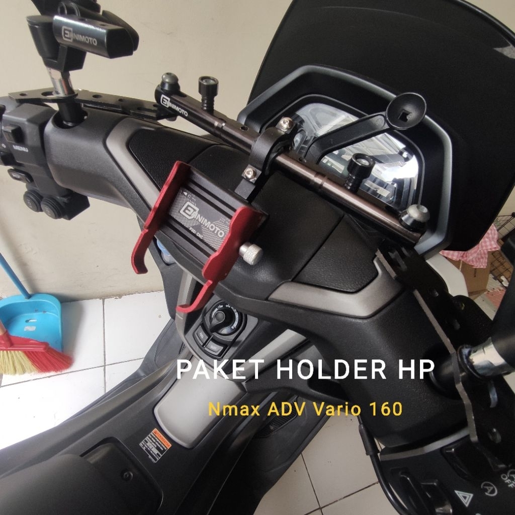 Holder Bracket Dudukan HP Motor GUB P10 P30i Besi Spion Stang New PCX ADV Nmax Vario Beat Scoopy Mio