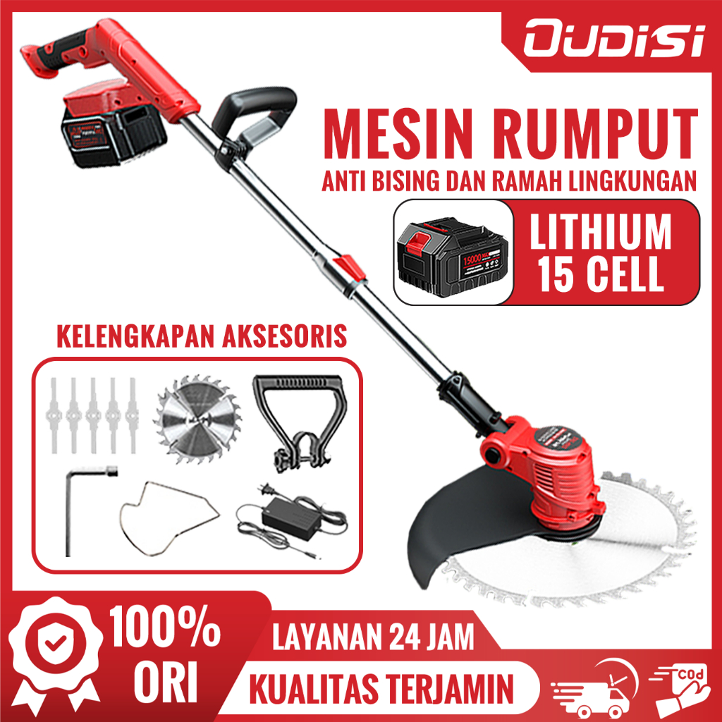 mesin babat rumput baterai potong rumput alat pemotong rumput portable original