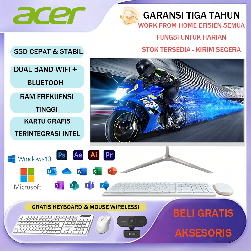 Acer Komputer PC All-in-One Super Tipis Layar HD Intel Core i3/i5/i7 Garansi 3 Resmi Gratis keyboard