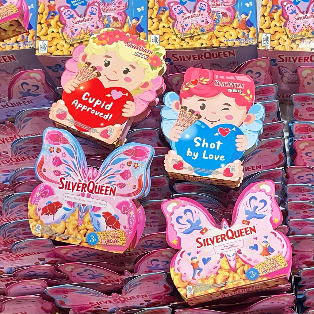 1 box (isi 5) Silverqueen kupu-kupu cupid | 1 box coklat Silverqueen isi 5 bisa mix | Silverqueen 1 