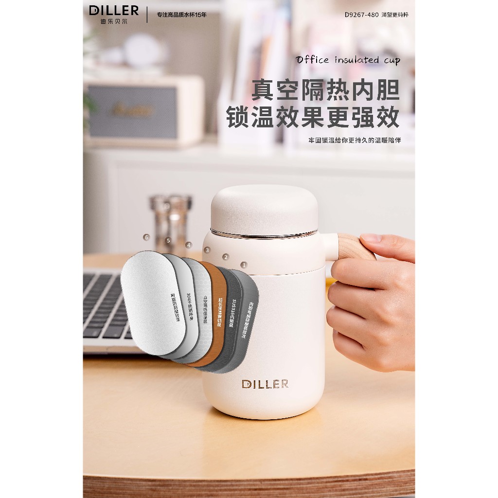 Tumbler Stainless 480Ml Diller Sus316 Gelas Botol Co