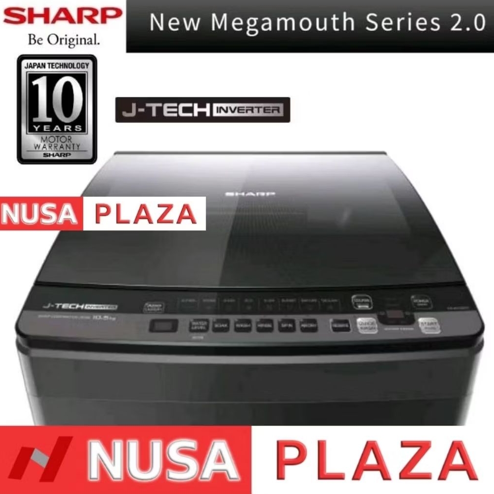 MESIN CUCI SHARP 1 TABUNG TOP LOADING JTECH INVERTER 8.5 Kg ESM-8500XT / 9.5 Kg ESM-9500XT / 10.5 Kg