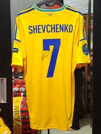 Jersey Original Ukraine Ukraine Home 2012 Andriy Mykolayovich Shevchenko #7 AC Milan Signature Asli 