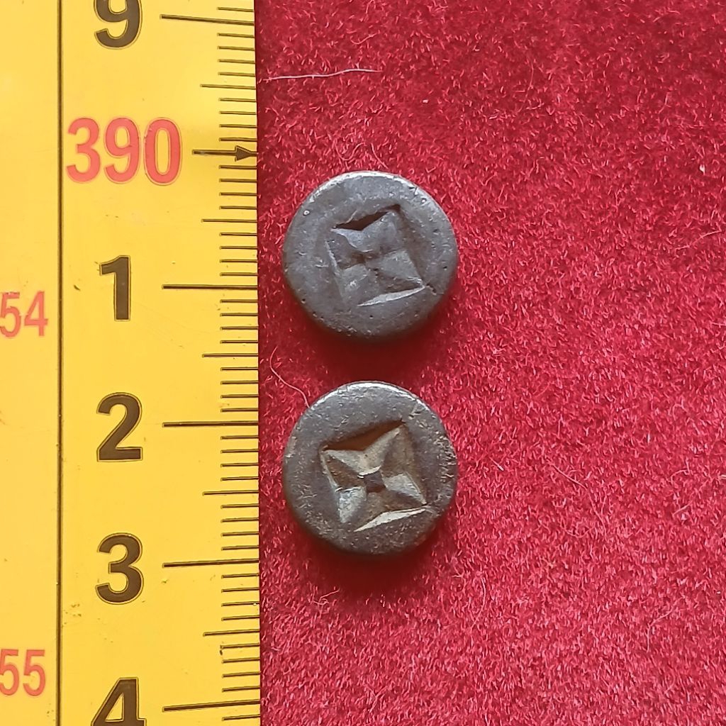 Koleksi Temuan Sungai 2 Biji Koin Perak KUNO era Sriwijaya