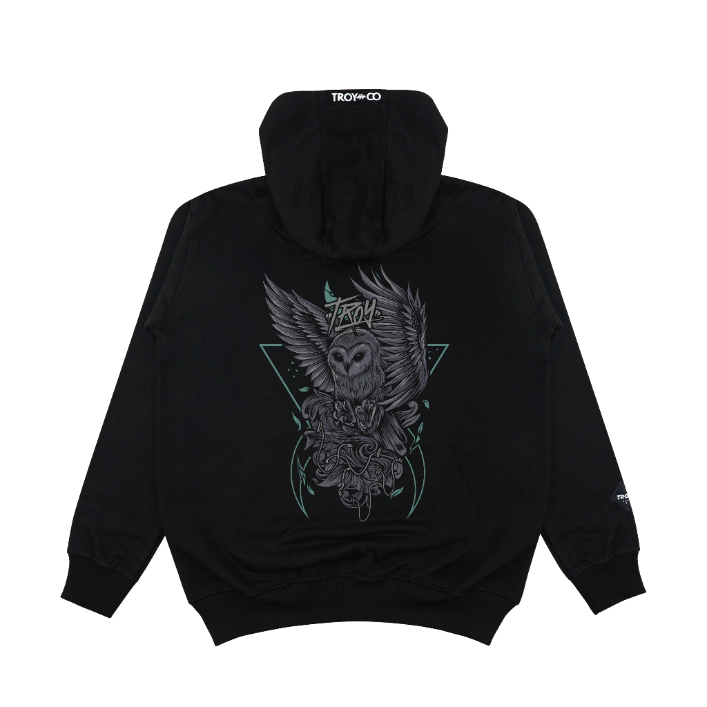 Troy Company Zipper Hoodie Black Wings Flap - Hoodie Hitam Full Zip ZHD 2548