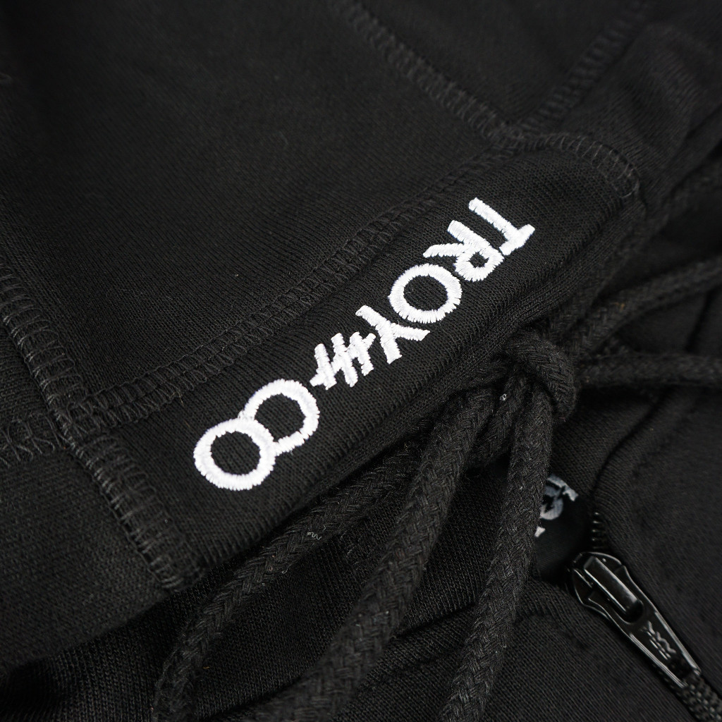 Troy Company Zipper Hoodie Black Smilling Bart - Jaket Hitam Hoodie Hitam Full Zip ZHD 2469