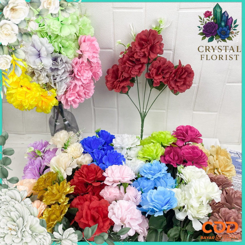 Bunga Carnation OF Anyelir Cabang 5 Artificial Buatan Home Decor Hiasan Dekorasi Pelaminan