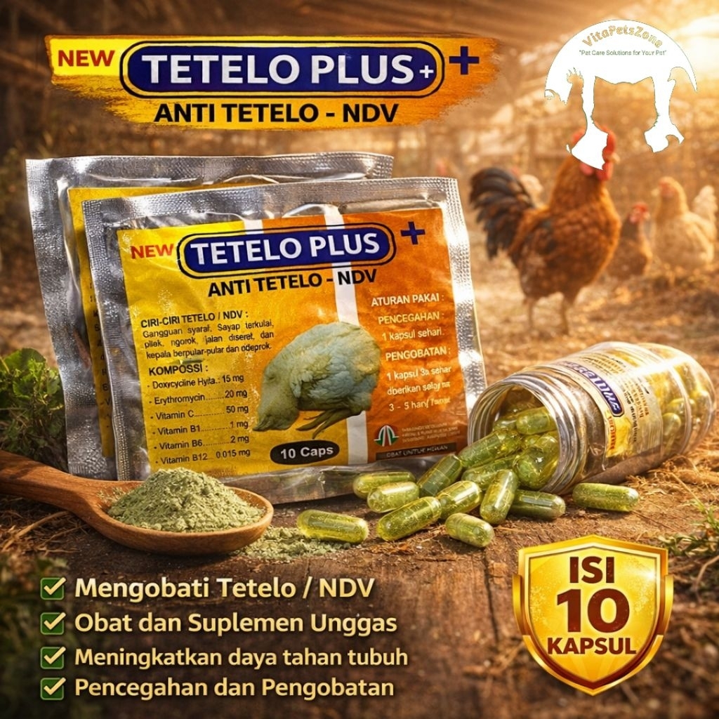 Tetelo plus 10 caps capsul anti tetelo ndv ayam
