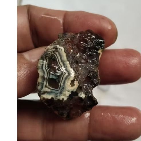 ROUGH BATU CALCEDONY MOTIF BAHAN AKIK SAKRALAN 4 BUAH.. KODE 425