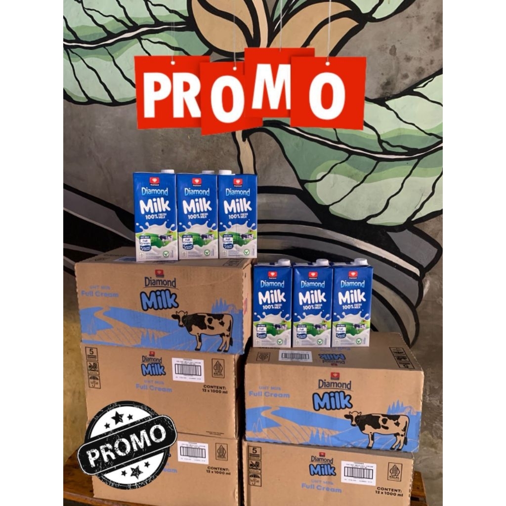 susu diamond uht 1liter full cream 1 karton 12pcs