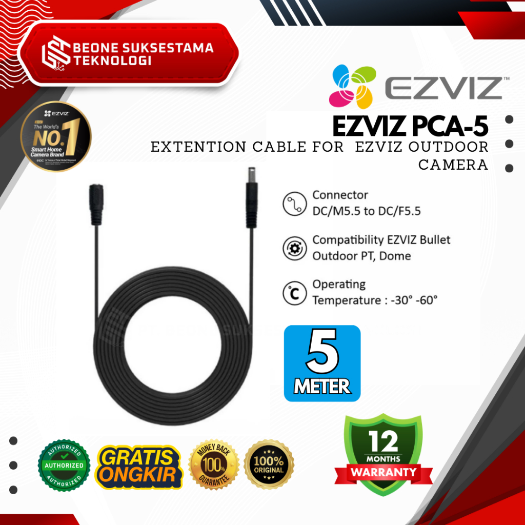 EZVIZ PCA-5 | Kabel Perpanjangan EZVIZ Extention Cable 5 meter