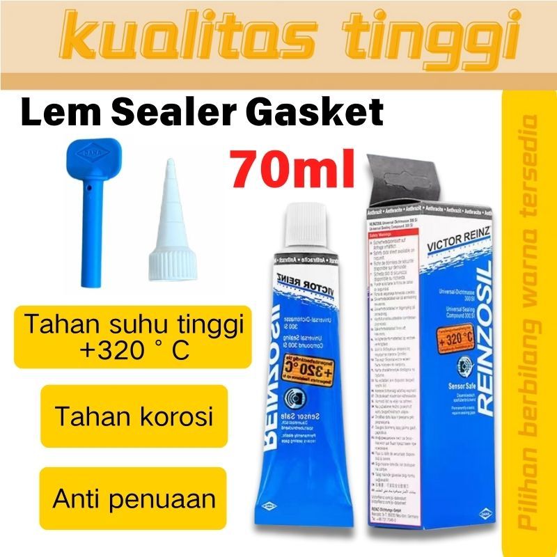 REINZOSIL Lem Sealer Gasket 320°C 70ml Sealant Silikon Peredam Getaran Mesin Mobil Truk Excavator Or