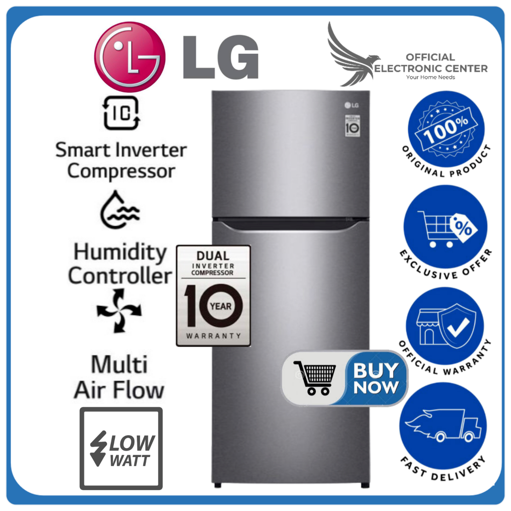LG KULKAS GN-B222SQIB B222SQIB GN-B222SQIB 2 PINTU 225L SUPER LOW WATT INVERTER KOMPRESOR LEMARI ES 