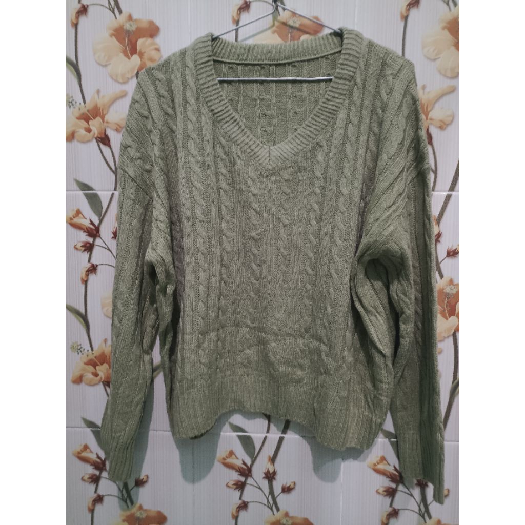 Sage Green Cable Sweater