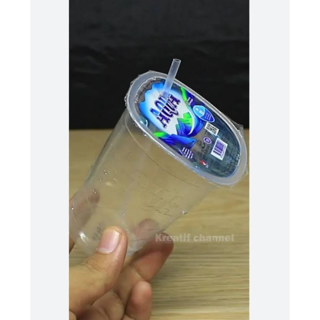 CUP BEKAS KOSONG AQUA GELAS 220ML • COCOK UNTUK KERAJINAN